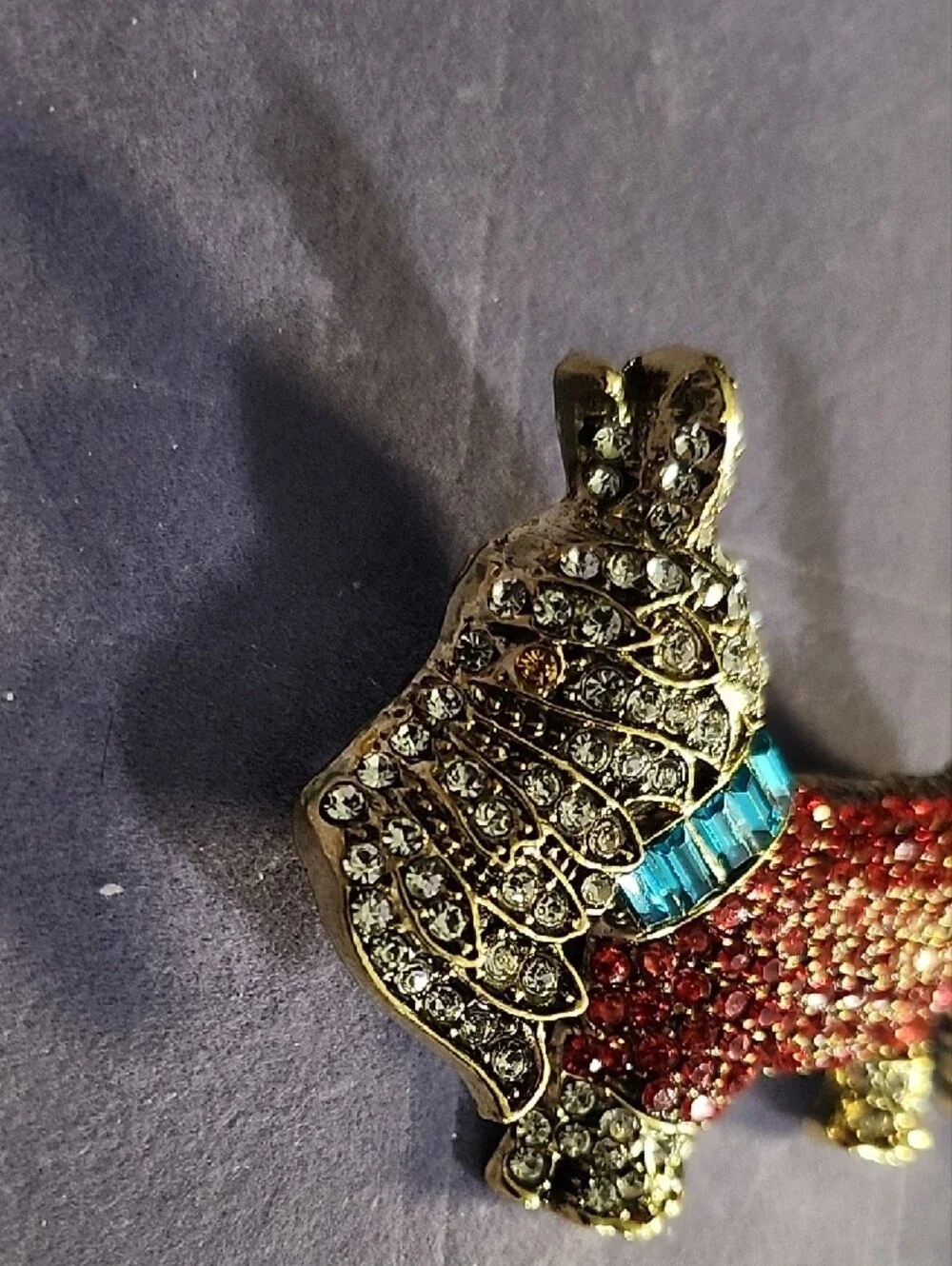 Crystal Embellished Red Dog Brooch